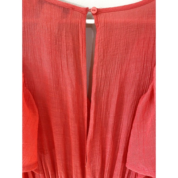 Flying Tomato Pink Red Flutter Sleeve Jumpsuit Size SMALL Lightweight Wide Leg - Picture 5 of 9